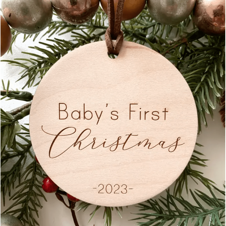 Wooden Baby's 1st Christmas 2023 Ornament