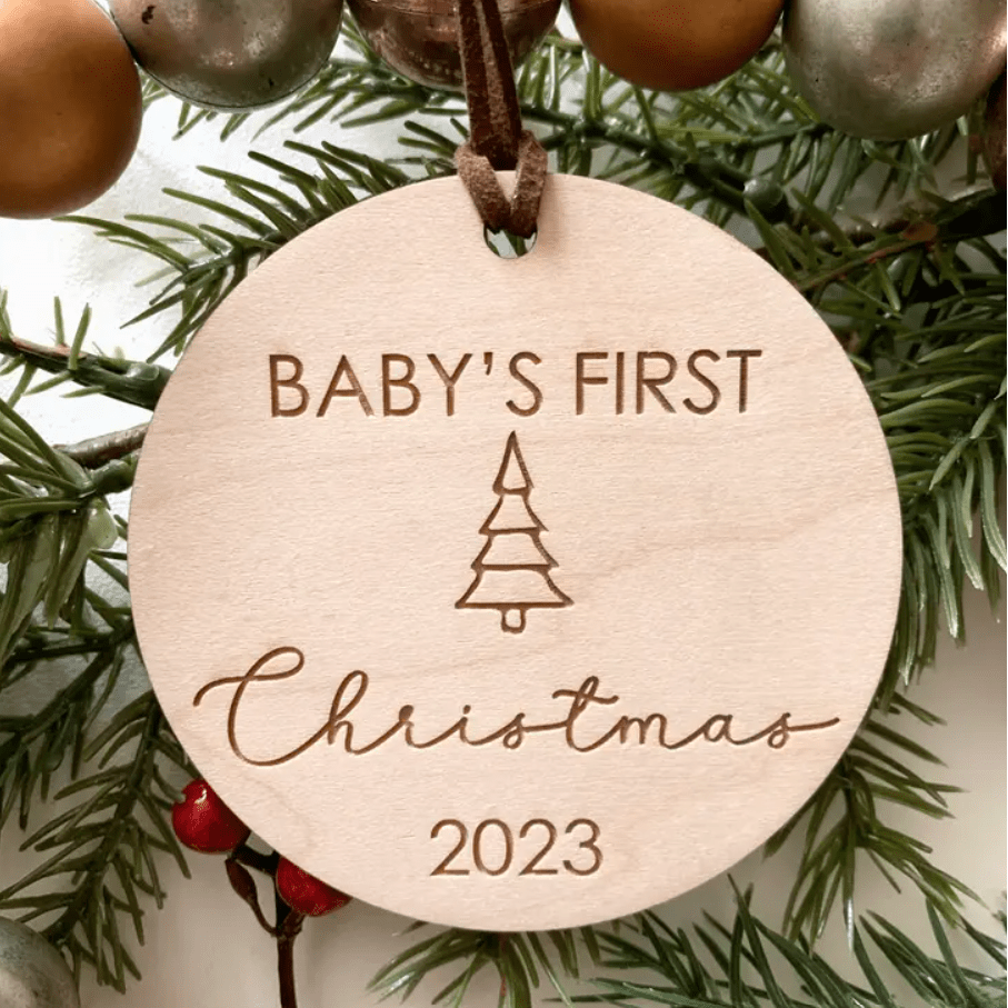 Wooden Baby's 1st Christmas 2023 Ornament