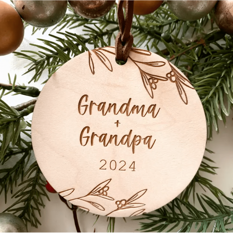 Wooden Grandma + Grandpa 2024 Ornament