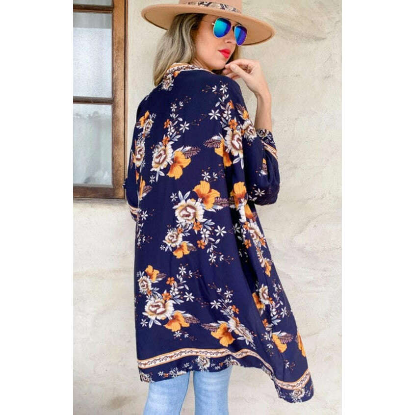 Navy Floral with Border Slip-over