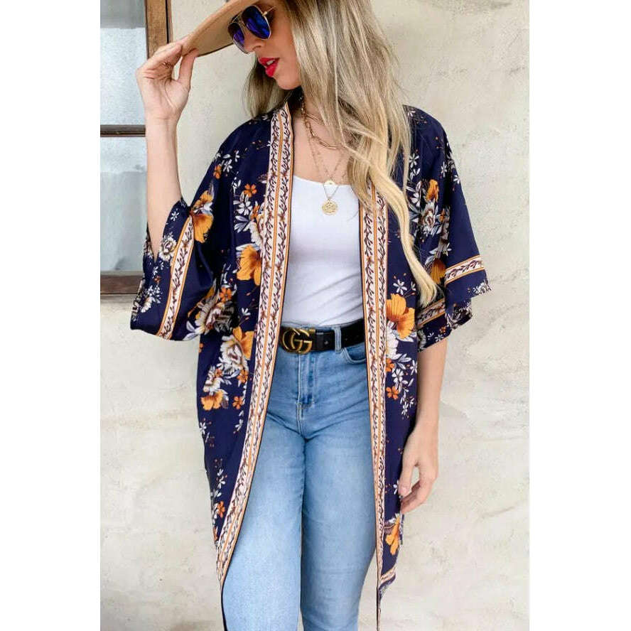 Navy Floral with Border Slip-over