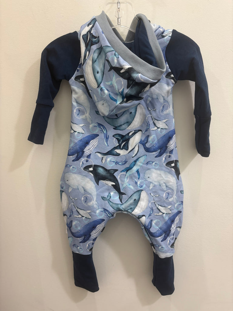 Burgeon Baby Hooded Romper - Whales