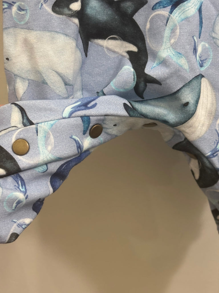 Burgeon Baby Hooded Romper - Whales