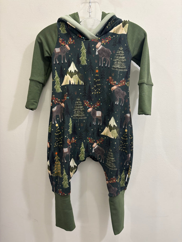 Burgeon Baby Hooded Romper - Holiday Moose