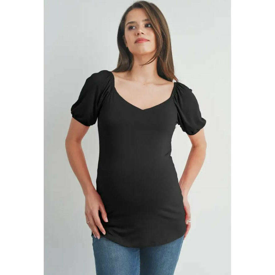 Hello Miz Puff Sleeve Top | Maternity Tops