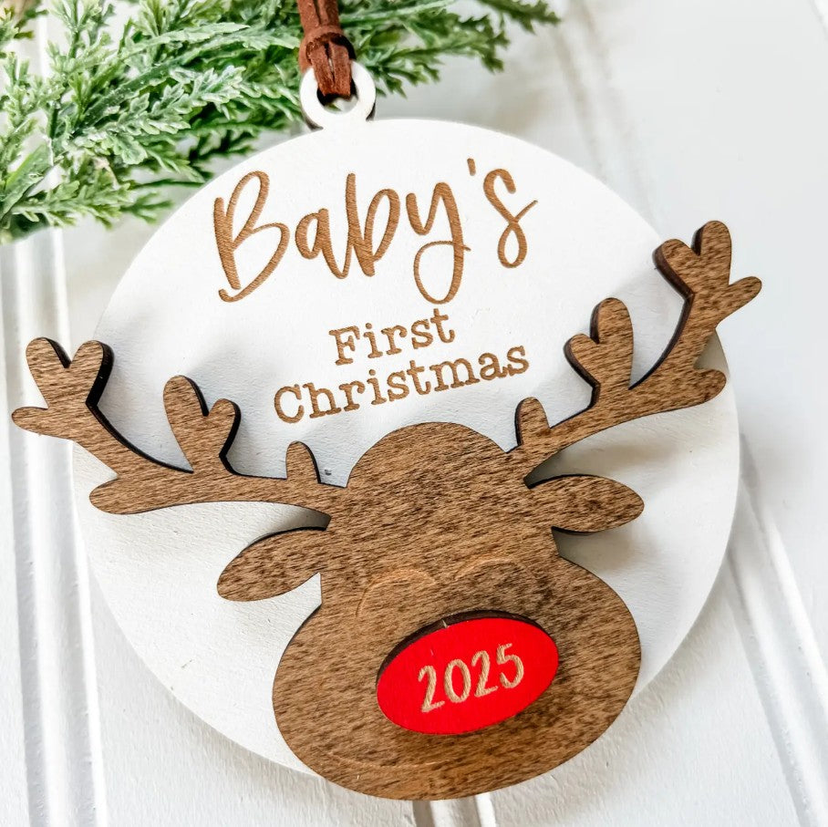 Wooden Baby's First Christmas 2025 Ornament