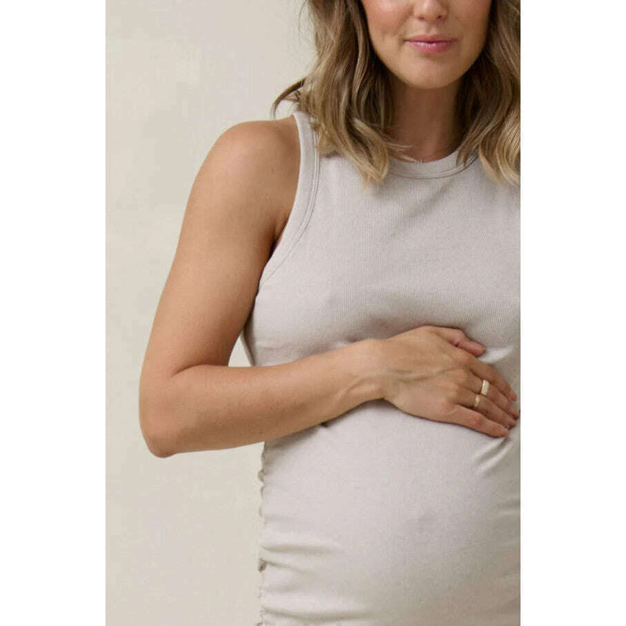 bae-real-love-ruched-dress-oatmeal-marle1