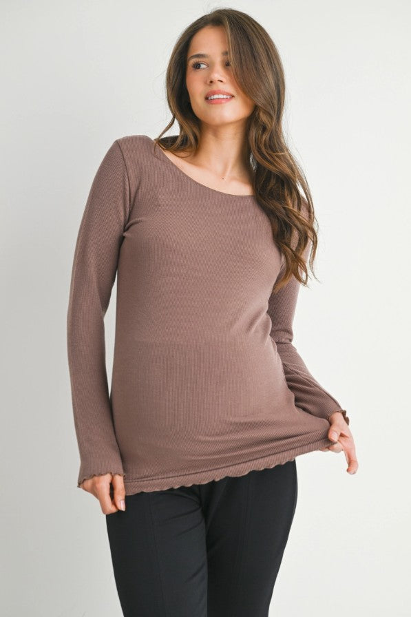 Hello Miz Ribbed Long Sleeve Top