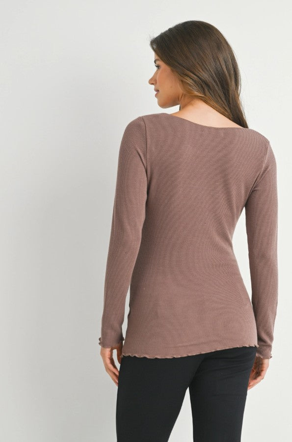 Hello Miz Ribbed Long Sleeve Top