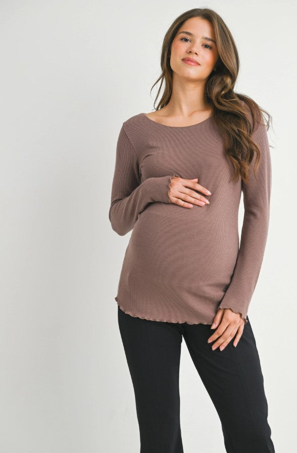 Hello Miz Ribbed Long Sleeve Top