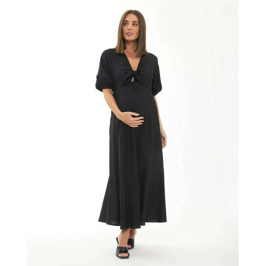Lolmot Women's Maternity Wrap Dress Casual Short Sleeve Tshirt Dress Comfy  Solid Color Midi Length Summer Dresses for Breastfeeding on Clearance 