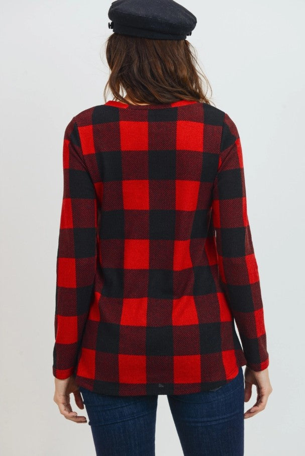 Hello Miz Buffalo Plaid Nursing Sweater