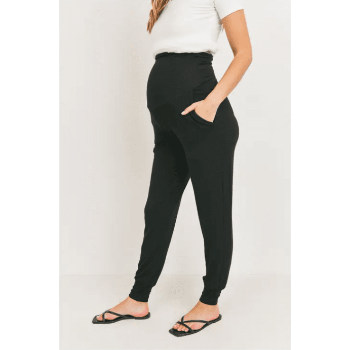 Beige Maternity Capri Pants ⋆ mom2B Maternity in Style