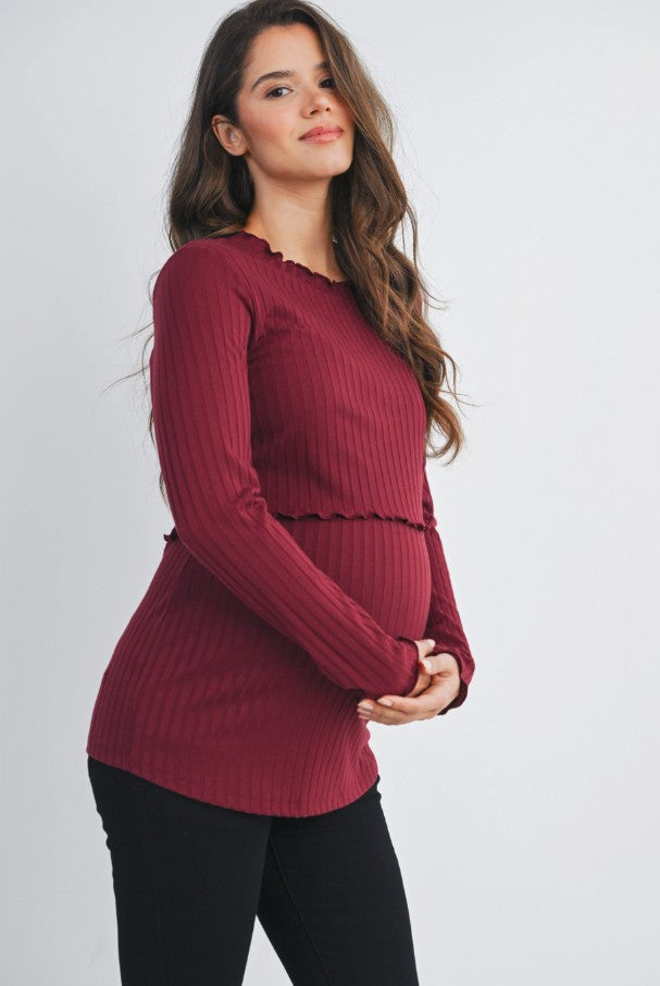 Hello Miz Nursing Ribbed Knit Top