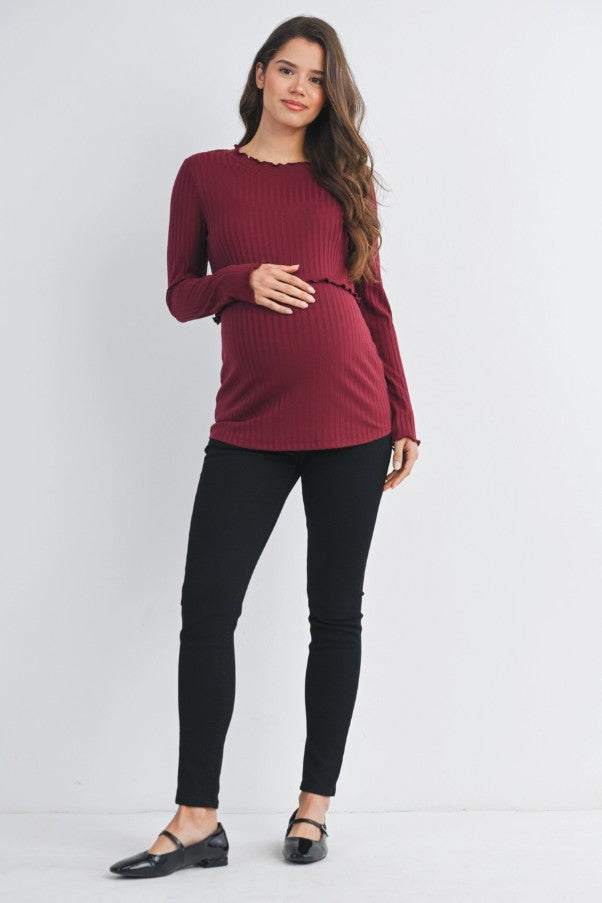 Hello Miz Nursing Ribbed Knit Top