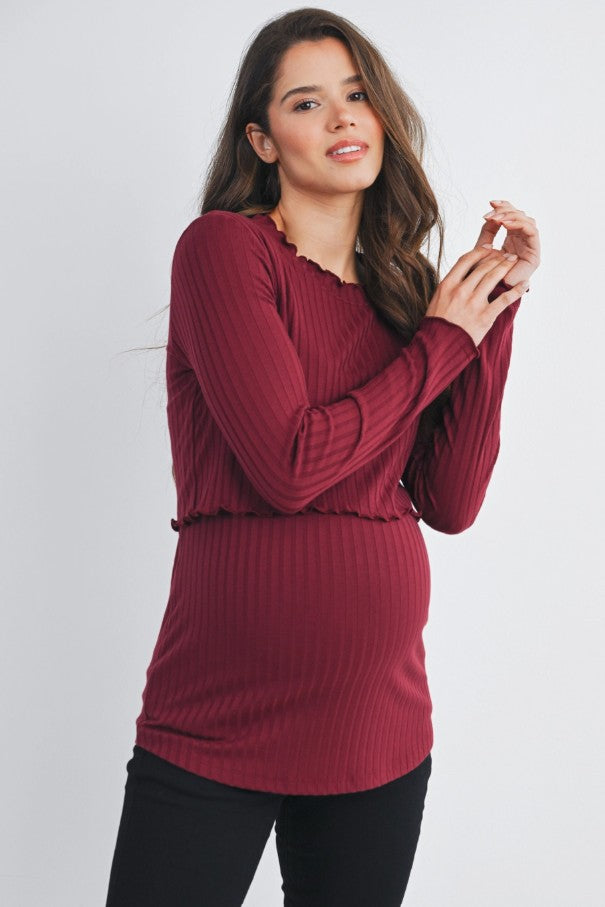 Hello Miz Nursing Ribbed Knit Top