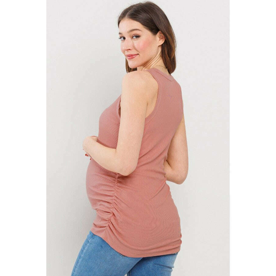 hello-miz-ruched-rib-tank-coral3