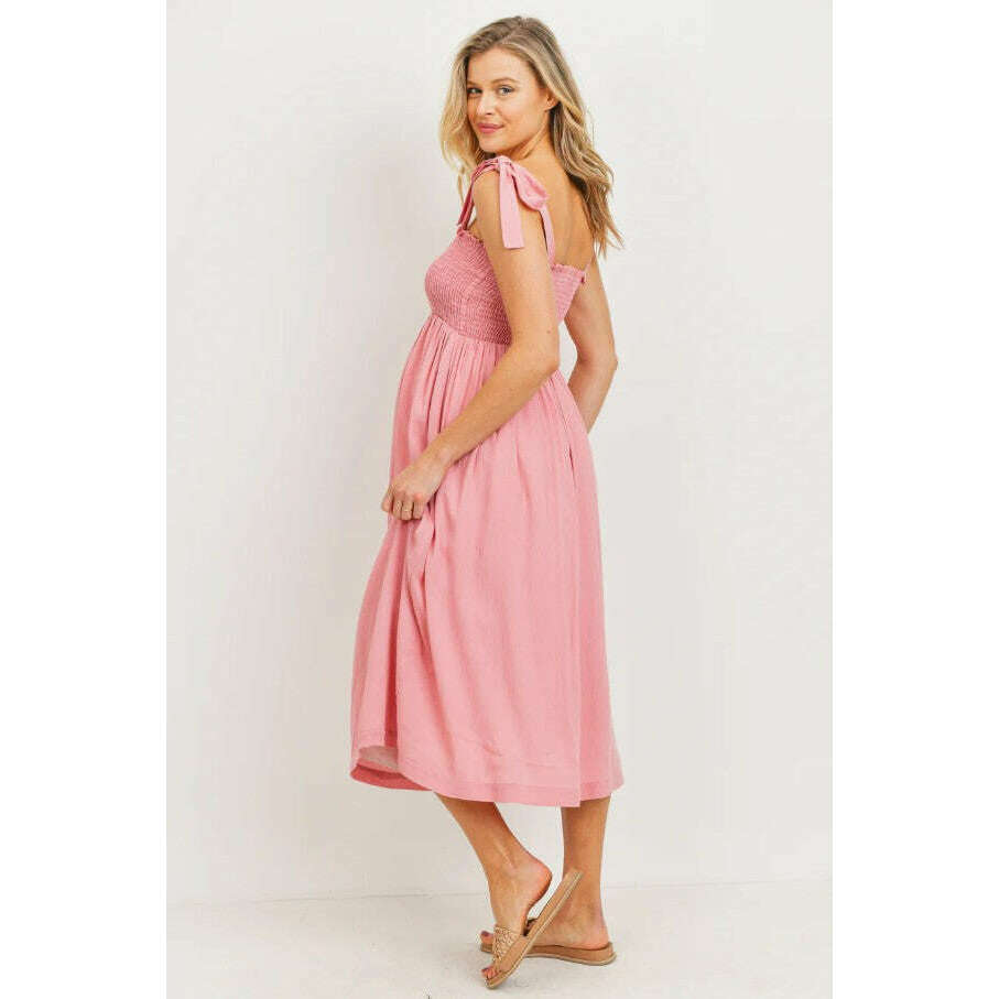 Hello Miz Shoulder Tie Midi Dress