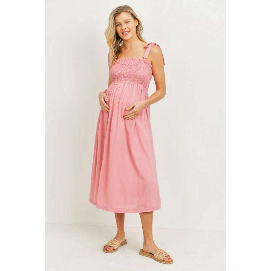 Hello Miz Shoulder Tie Midi Dress