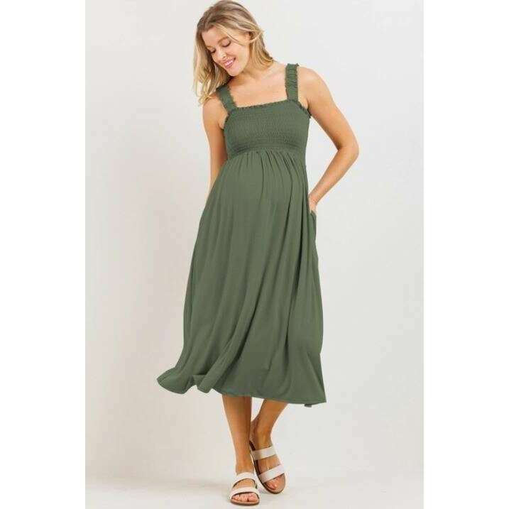 Hello Miz Smocked Jersey Midi Nursing Dress