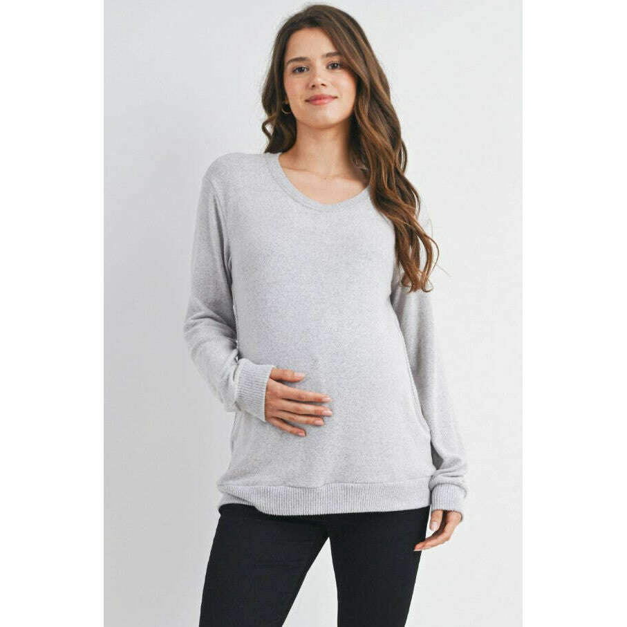 hello-miz-v-neck-double-layer-pullover-heather-grey