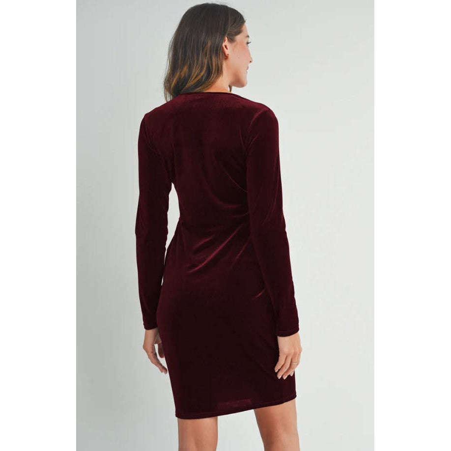 Hello Miz Pleated Velvet Nursing Dress