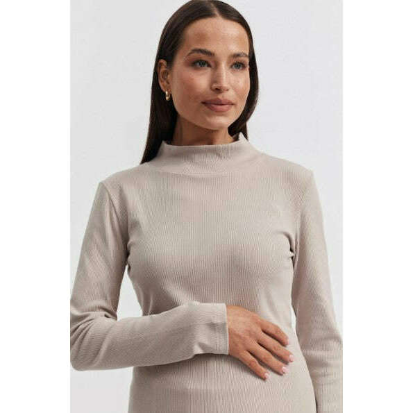 Legoe. Heritage Mock Neck Ribbed Top