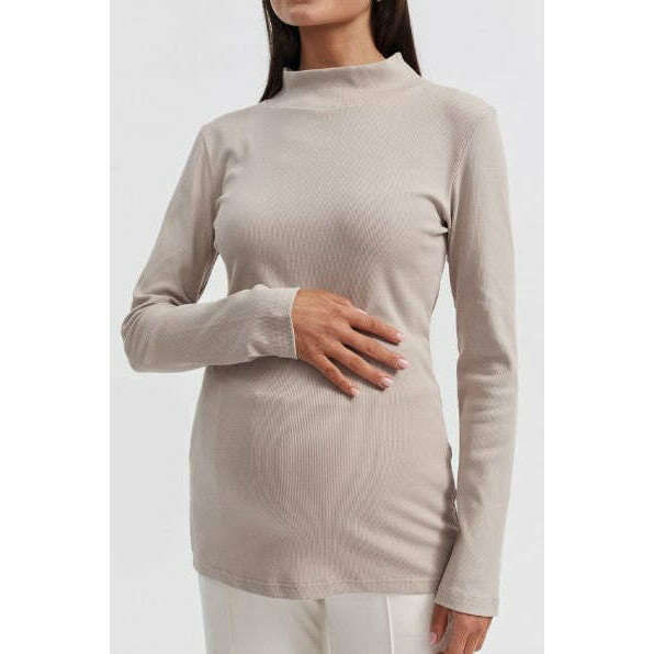 Legoe. Heritage Mock Neck Ribbed Top