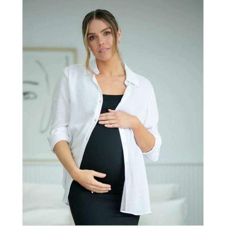 Lolmot Ladies Fashion Solid Color Print Short Sleeve Maternity  Breastfeeding Clothe Top