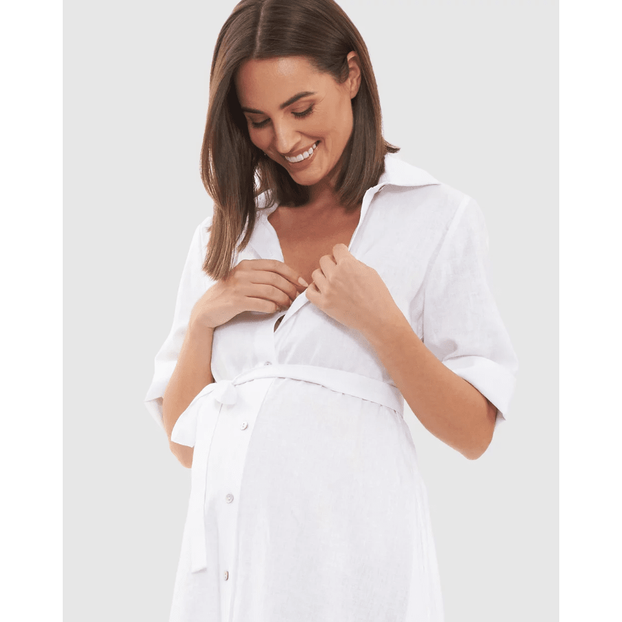 Ripe Molly Linen Nursing Shirt Dress