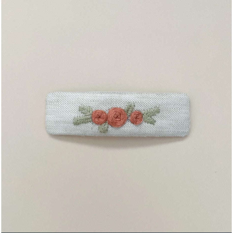 Mai & I Roses Embroidered Snap Clip