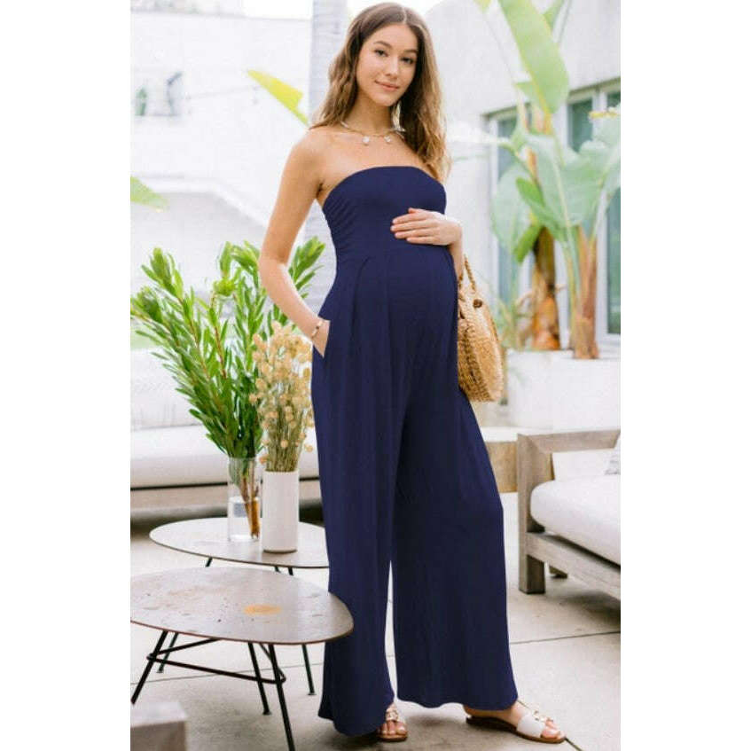 Hello Miz Strapless Wide-Leg Maternity Jumpsuit