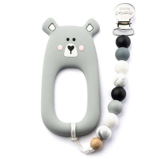 Little Cheeks Bear Teether and Clip