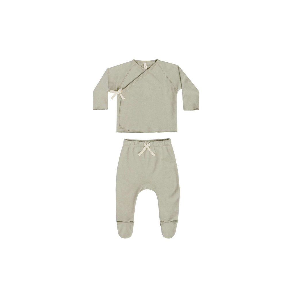 Quincy Mae Wrap Top + Footed Pant Set